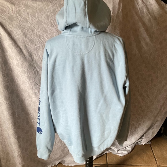 Carhartt Pale Blue Pullover Hoodie with Logo Patch - Picture 5 of 7